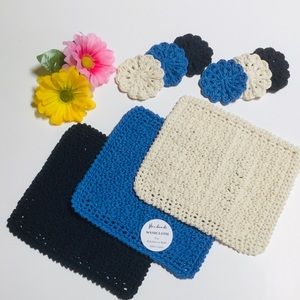 🆕 Cotton Wash Cloth Facial Scrubbies Set Handcrafted Reusable 9 Piece Set